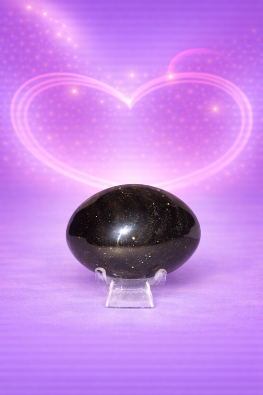 Golden Sheen Obsidian Palm Stone