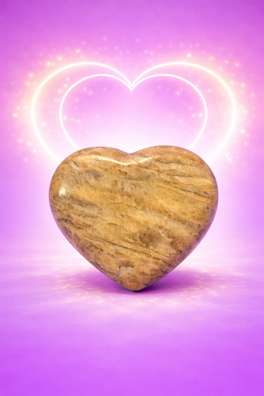Feldspar with Smoky Quartz Large Heart
