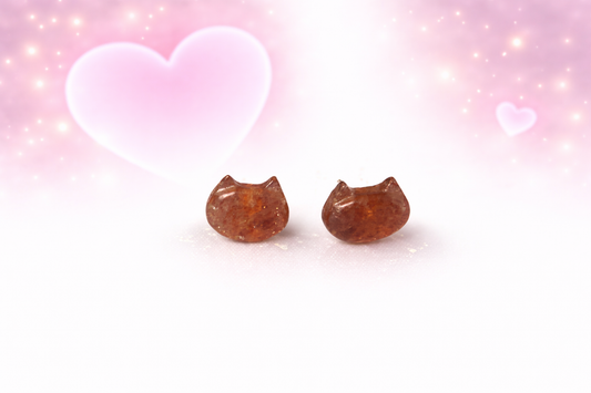 Strawberry Quartz Cat Earrings