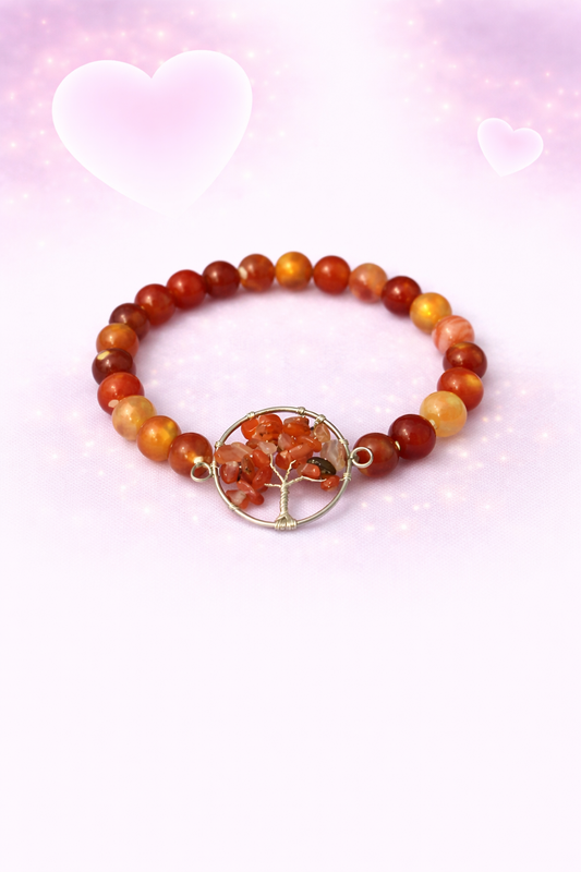 Carnelian Agate Tree of Life Bracelet