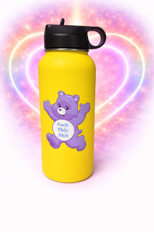 Large Drink bottle with Light Purple Swear Bear