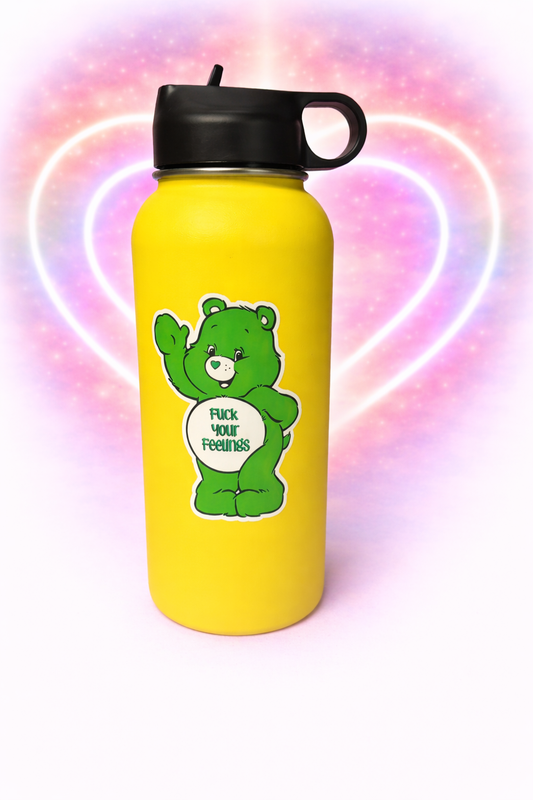 Large Drink bottle with Dark Green Swear Care Bear
