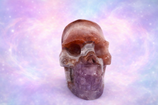 Banded Agate and Amethyst Skull