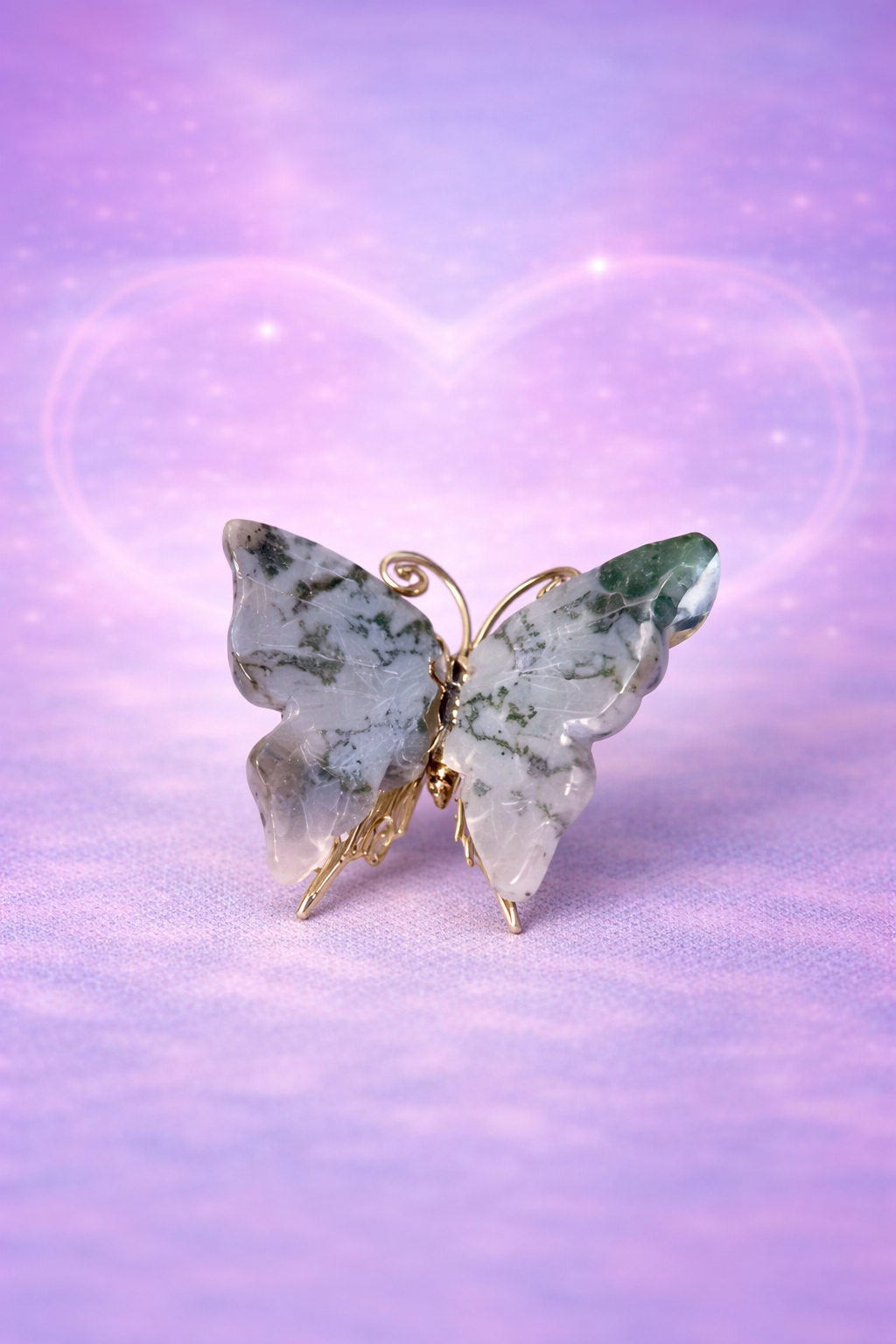 Moss Agate Small Butterfly