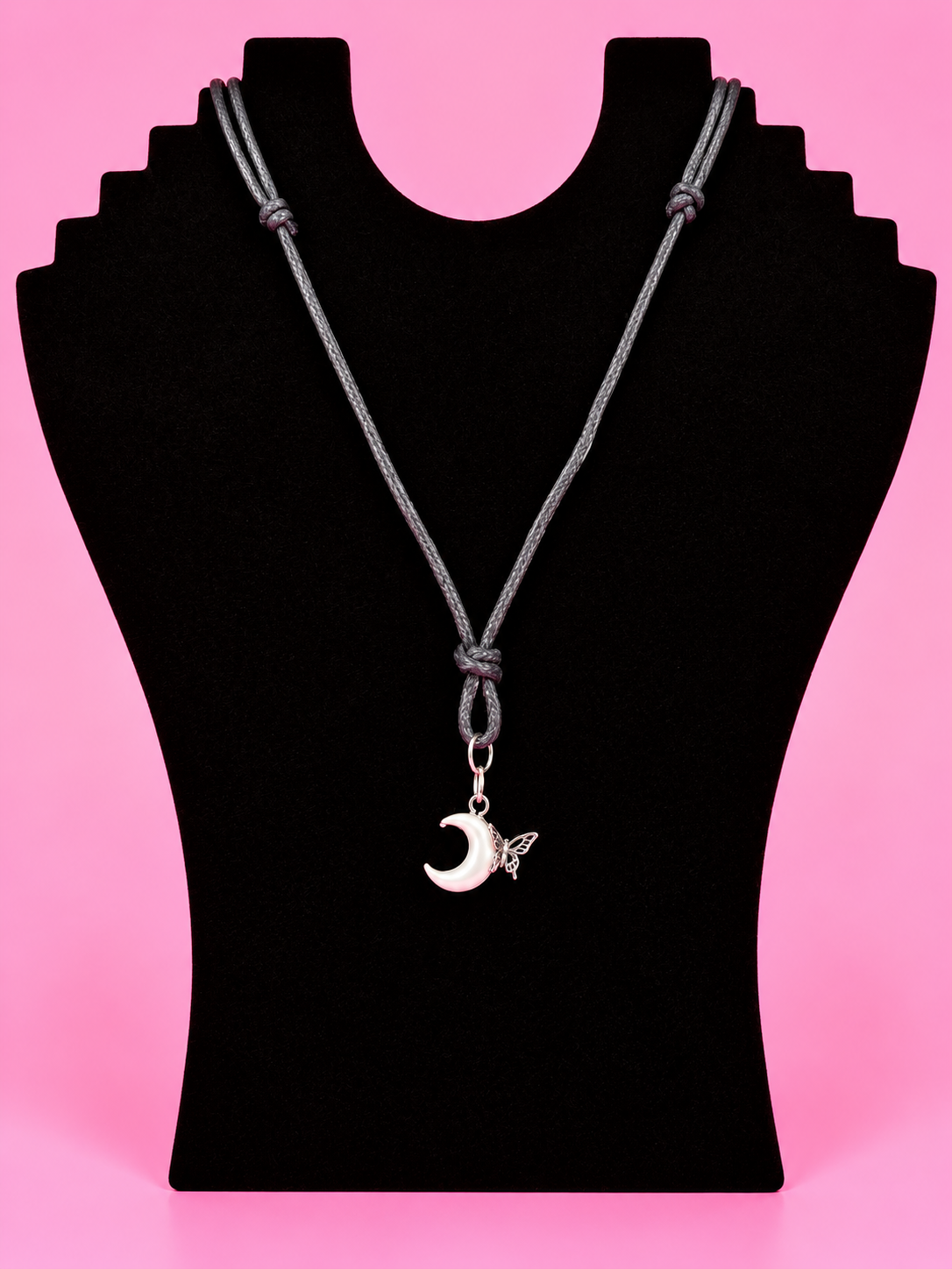 Half moon with butterfly necklace