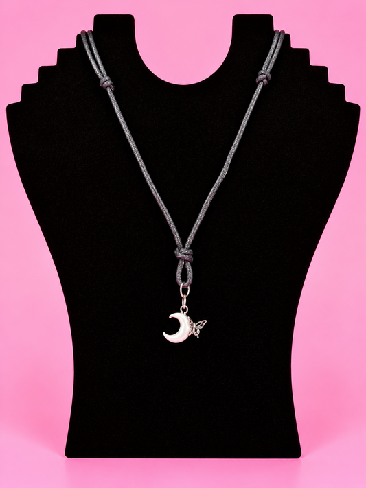 Half moon with butterfly necklace