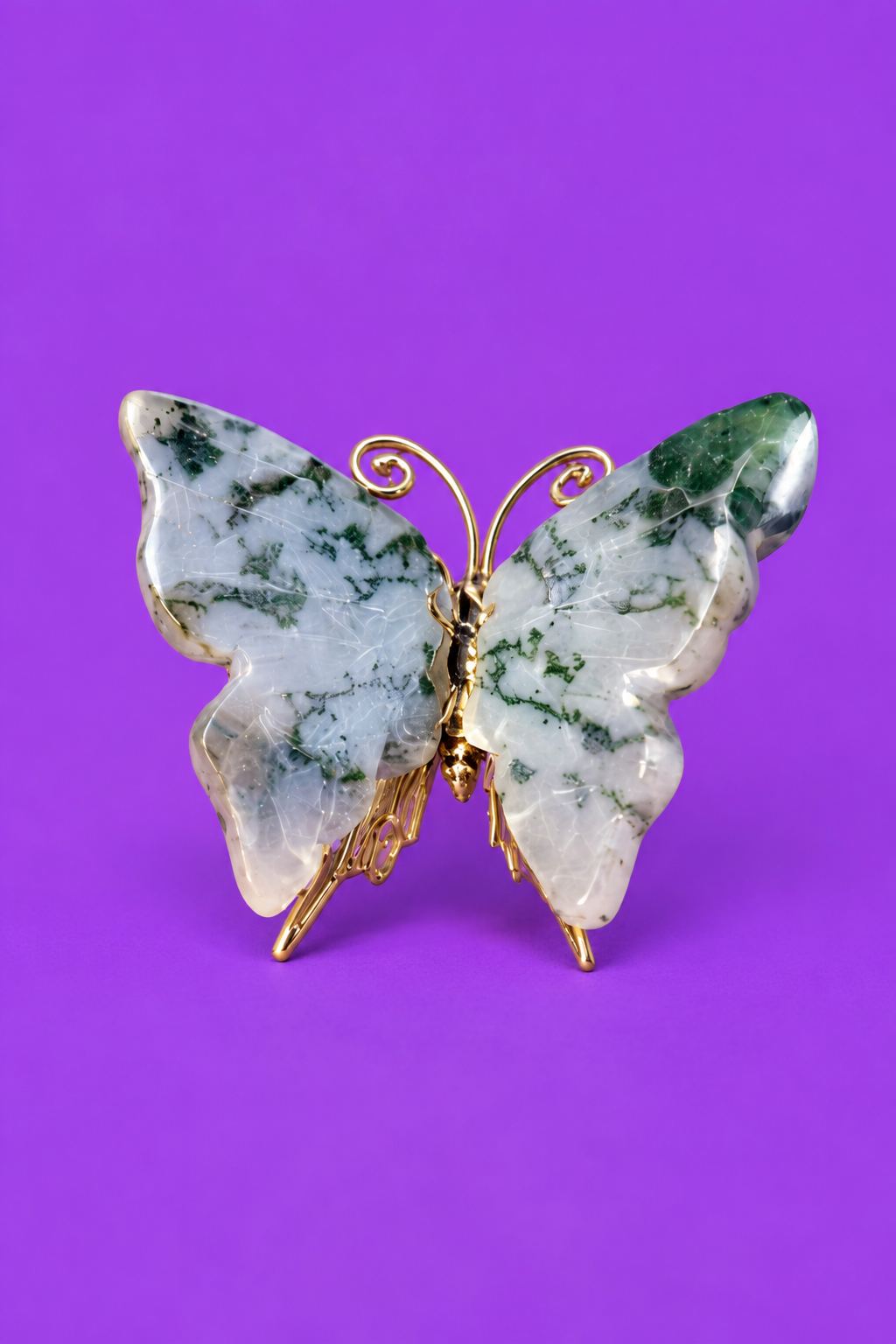 Moss Agate Small Butterfly