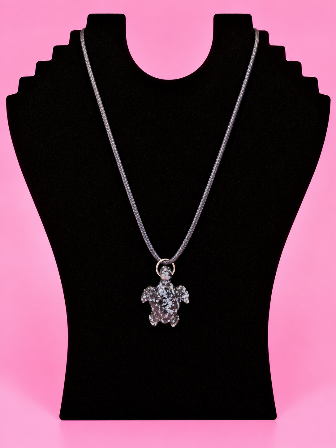 Snowflake Obsidian Turtle necklace