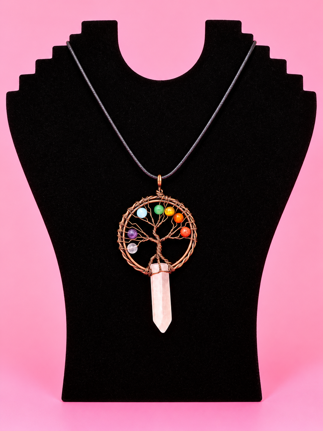 Tree of Life Necklace- Rose quartz