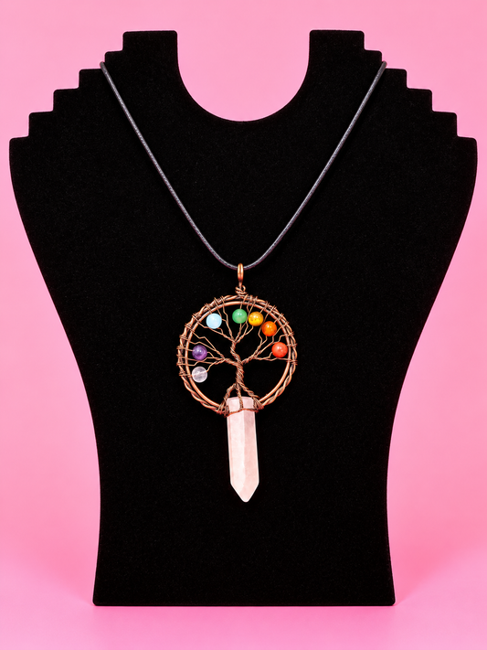 Tree of Life Necklace- Rose quartz