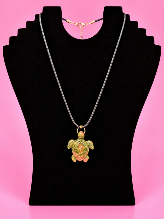 Unakite turtle necklace
